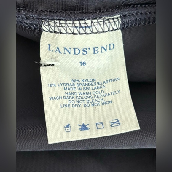 NEW Lands' End Buckle Belted Swim Bottom Skirt Skort 16 Black 12” 0898 - Picture 5 of 6